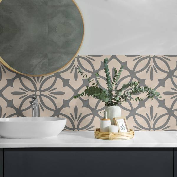 Fliesen Blumen Detail Akzent 4er Set 50 x 50 cm