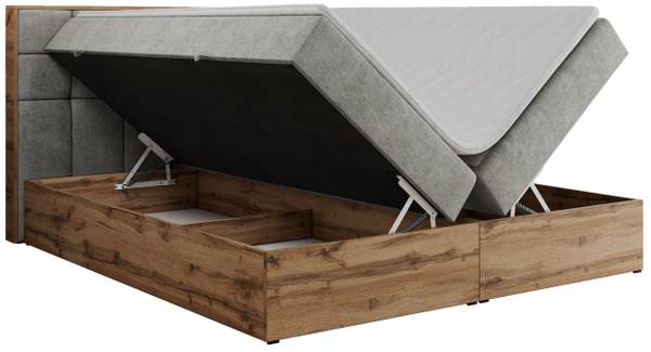 Boxspringbett ALBERO 1 Platingrau - Breite: 148 cm - H3