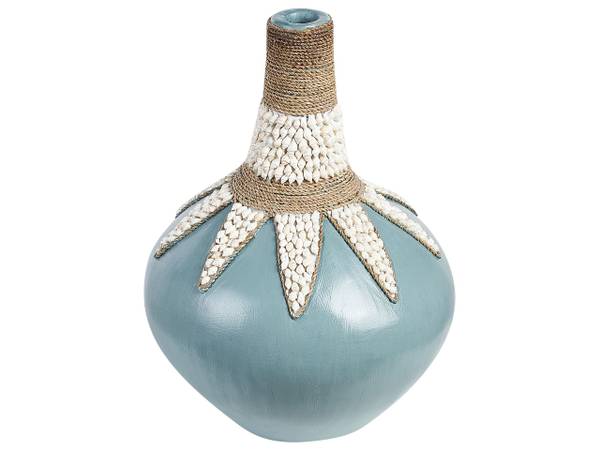Dekovase SILAU Beige - Blau - Keramik - 33 x 43 x 14 cm