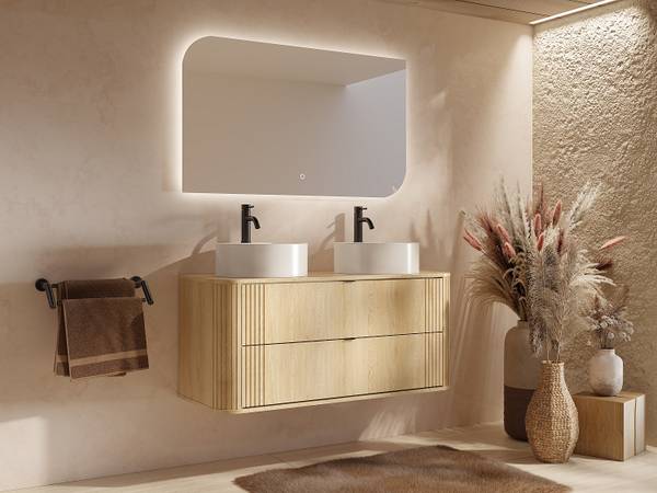 Doppelwaschtisch FILOR Beige - Holz teilmassiv - 120 x 57 x 46 cm