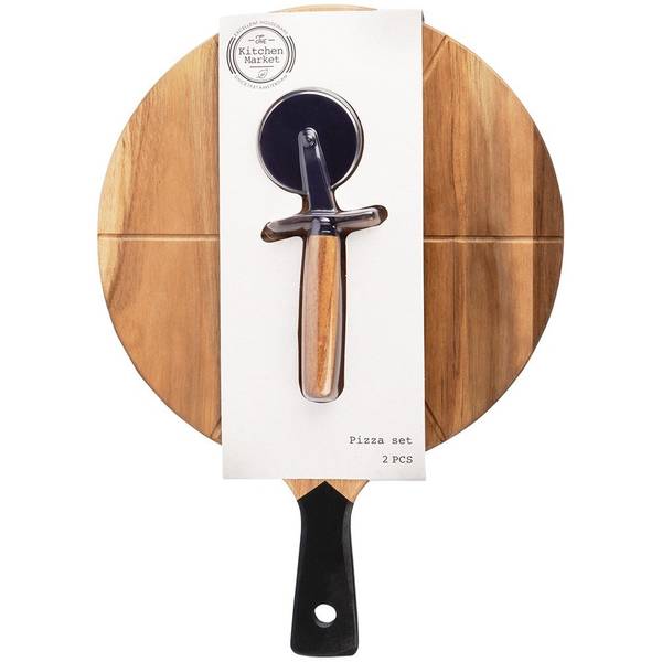 Pizzabrett 2-tlg. Set 279909 Braun - Massivholz - 30 x 2 x 43 cm