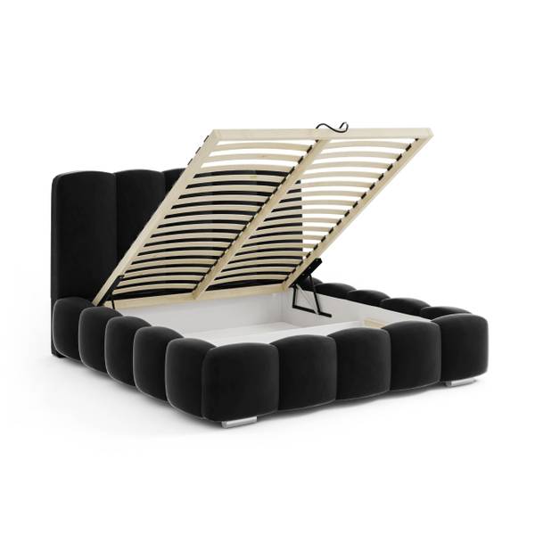 Gestoffeerd bed Leytron zwart - Breedte: 188 cm