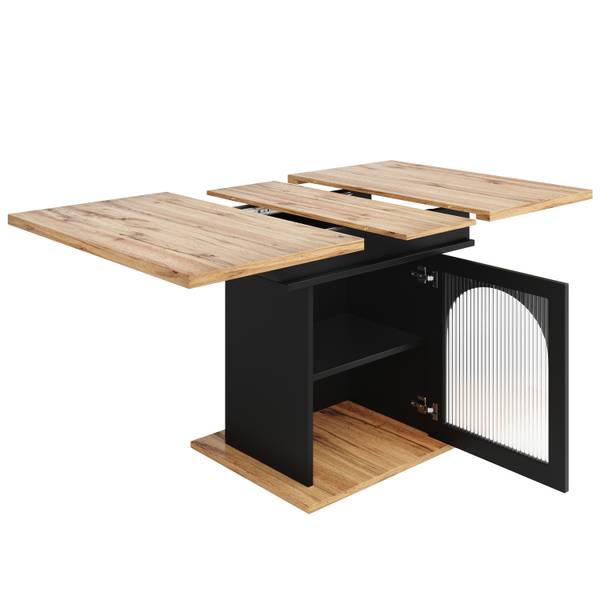 Esstisch Chocas BK GL Schwarz - Holzwerkstoff - Glas