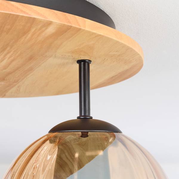 Deckenleuchte Cesaro Braun - Grau - Holzwerkstoff - Metall - Holz teilmassiv - 42 x 29 x 43 cm
