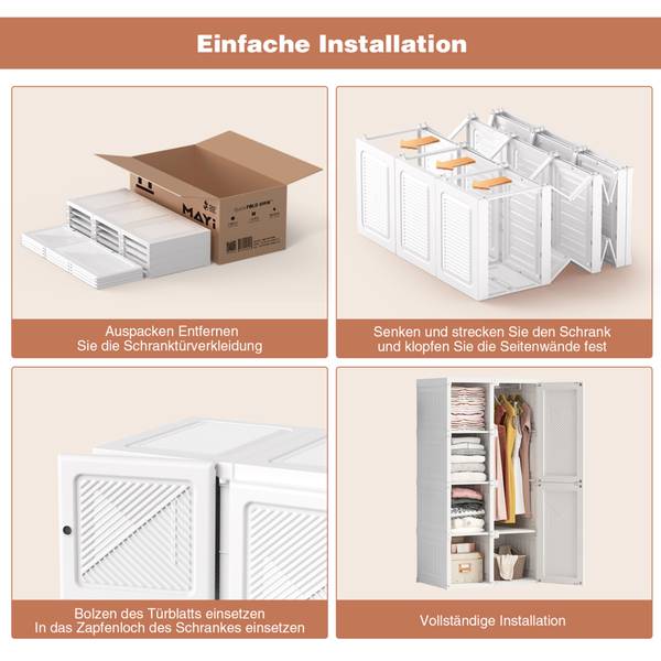 Kleiderschrank AHUI-2 Weiß - Kunststoff - 50 x 136 x 69 cm