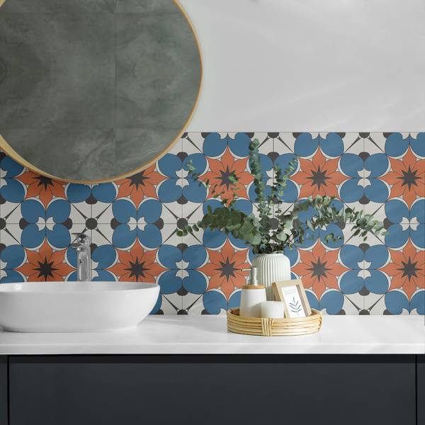 Fliesen Blumen Hintergrund 4er Set 50 x 50 cm