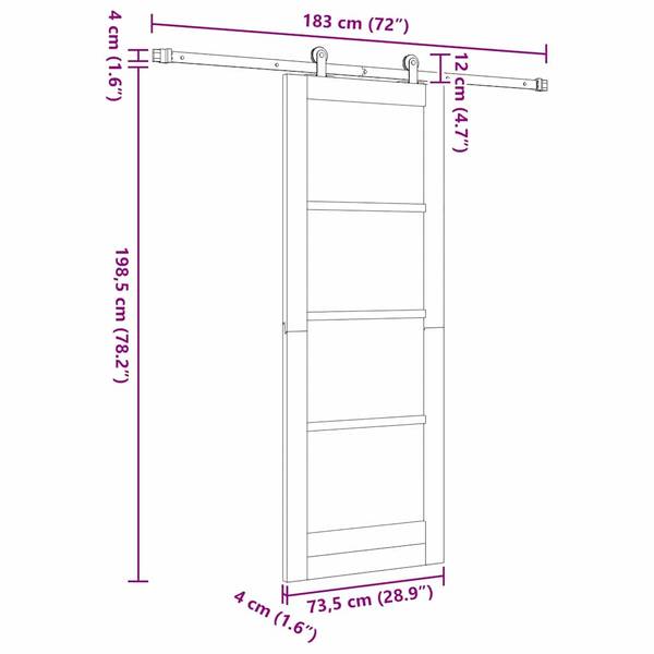 Schiebetür 3045041-1 Holz - Weiß - Breite: 73 cm