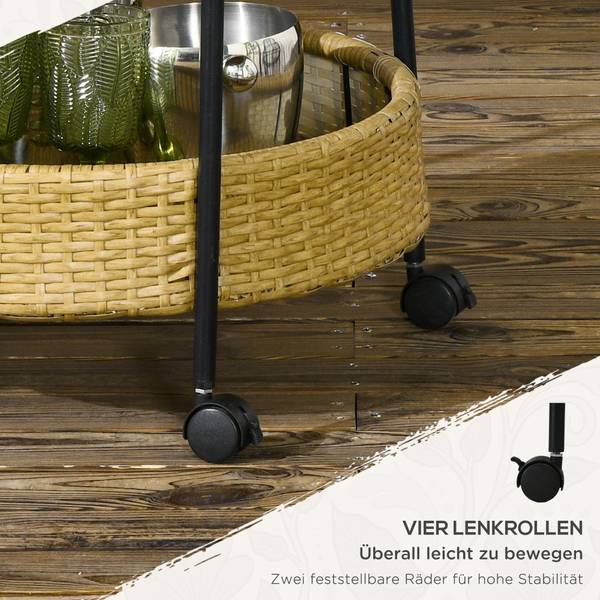 Rattan Serving Cart 867-190V00YL Gelb - Polyrattan - 50 x 66 x 50 cm