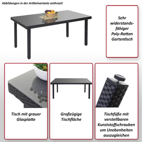 Polyrotan tuintafel Chieti grijs