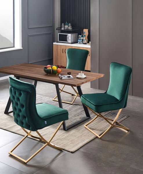 Trafalgar Esszimmerstuhl 2er-Set Grün - Samt - 51 x 95 x 70 cm