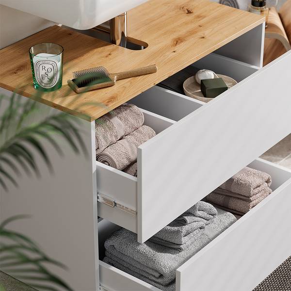 Wastafelonderkast Viktor 59938 eikenhouten look - wit