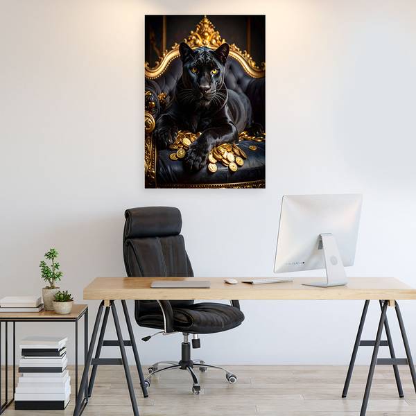 Wandbild Panther Schwarz - Polyester - 30 x 45 x 3 cm
