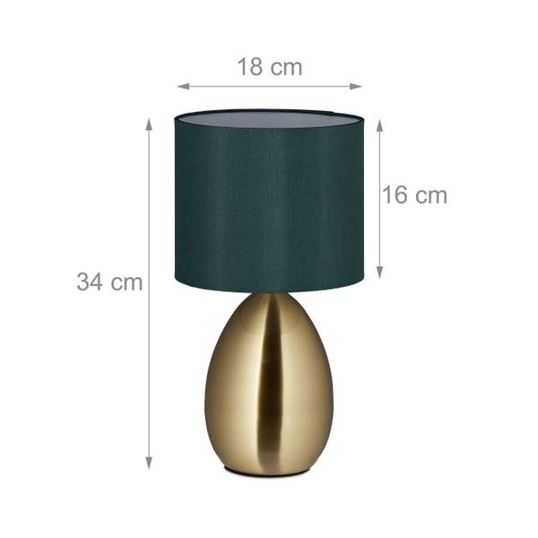 Touch Nachttischlampe gold Gold - Grün - Polyester - Eisen - 18 x 34 x 18 cm