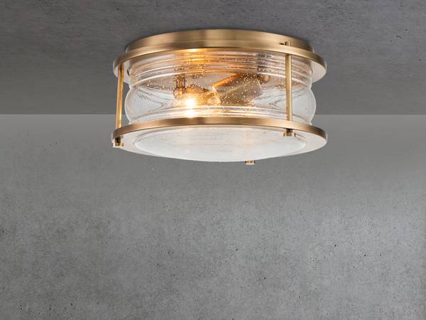 LED Deckenleuchte Bad, Messing Ø30,5cm Messing - Durchsichtig