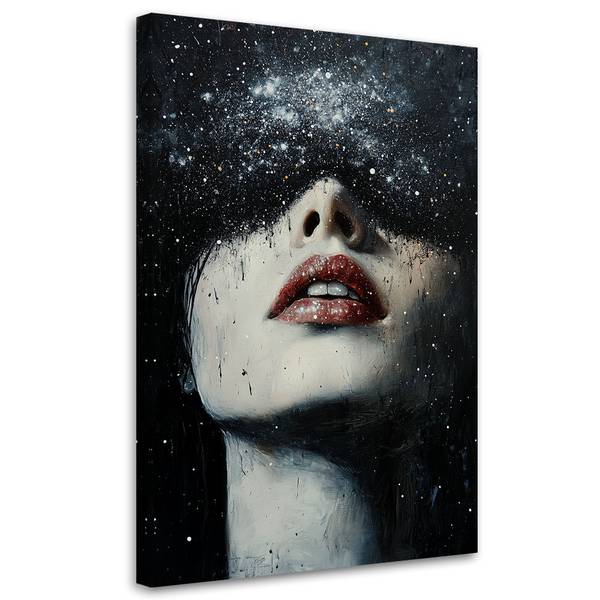 Wandbild frau porträt sterne abstraktion 80 x 120 cm
