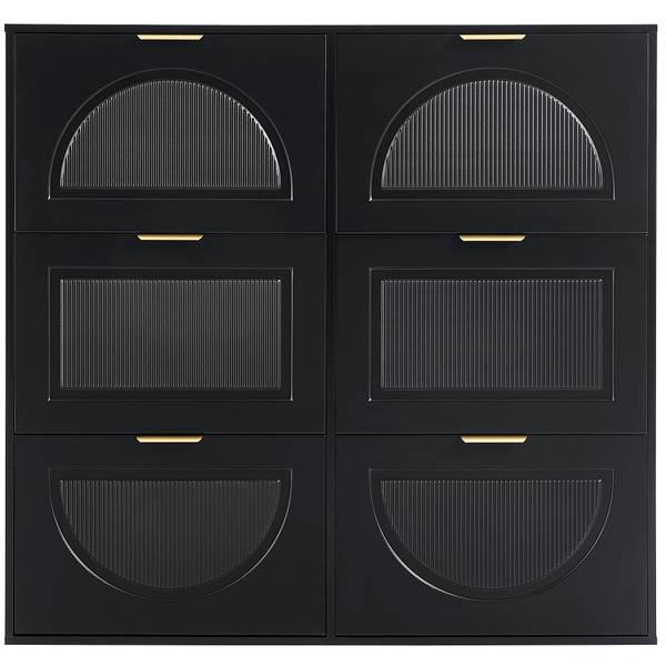 Schuhkipper SHEFLine Ⅲ Schwarz - Holzwerkstoff - 118 x 115 x 25 cm