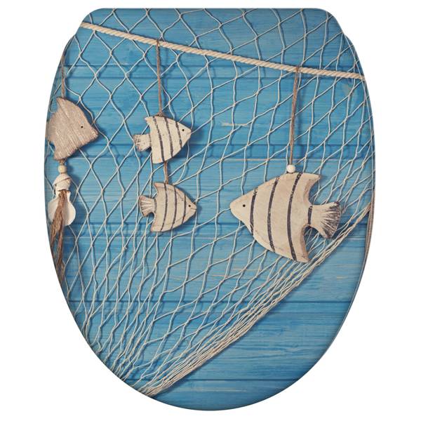 WC-Sitz Seefahrt Blau - Holzwerkstoff - 38 x 6 x 48 cm