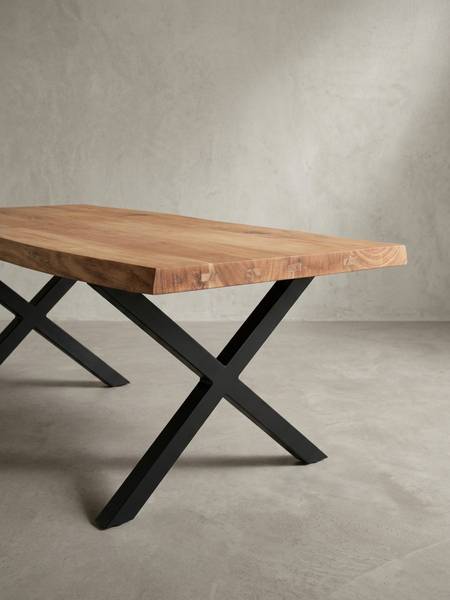 Couchtisch SANABRIA mit X-Gestell Braun - Akazie - 120 x 46 x 60 cm