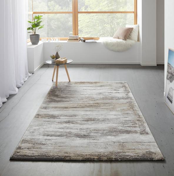Webteppich OXFORD 3 Beige - Grau - Holzwerkstoff - 160 x 1 x 230 cm