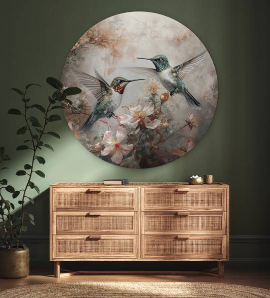 BILD Kolibris Blüten 120 x 120 cm
