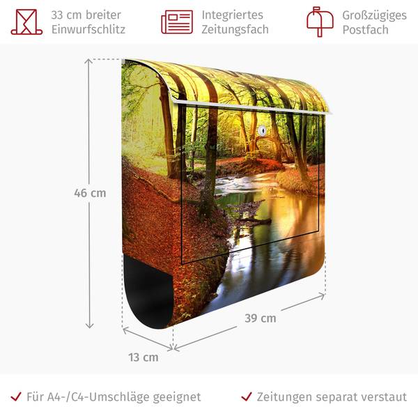 Briefkasten Autumn Fairytale Rot - Stahl - 39 x 46 x 13 cm