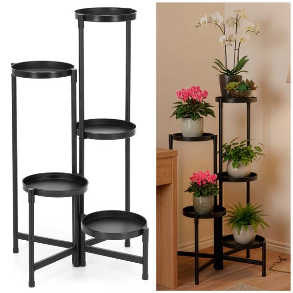 Blumenständer GA0218 Schwarz - Metall - 48 x 79 x 48 cm