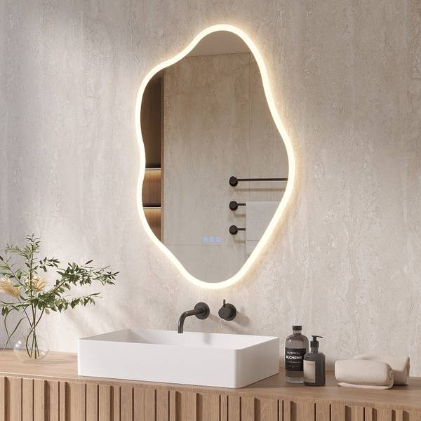 LED Dekospiegel Bad LM1496C Silber - Glas - 60 x 90 x 3 cm