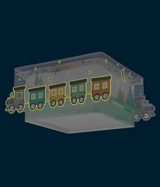 Deckenleuchte Kinder Zug 2er Set Grün - Kunststoff - 33 x 17 x 33 cm
