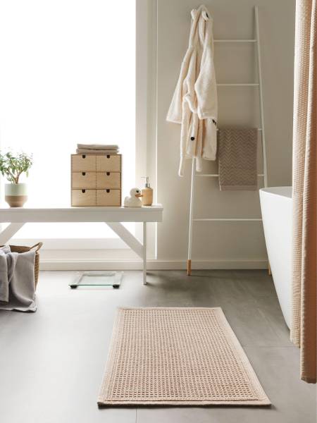 Badematte Jojo Beige - Baumwollstoff - 50 x 1 x 80 cm