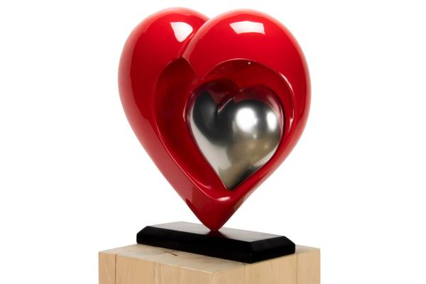 Skulptur Liebe Jec Rot - Silber - Kunststein - Kunststoff - 47 x 44 x 20 cm