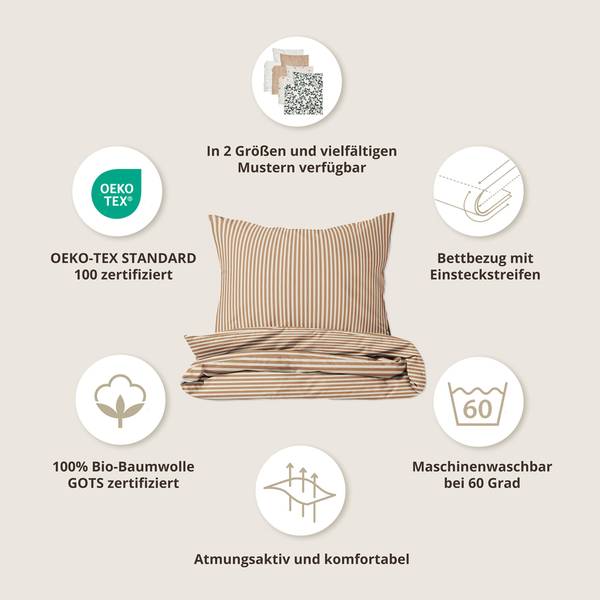 Bettwäsche Set STRIPED 2 tlg Beige - 120 x 150 cm