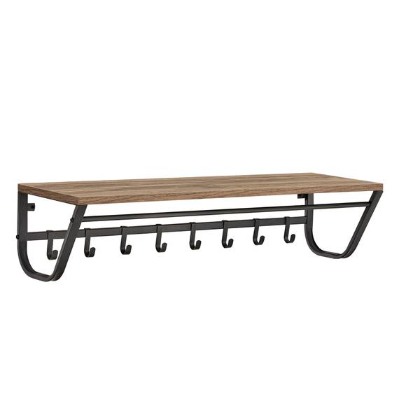 Wandgarderobe Schwarz - Holzwerkstoff - Metall - 90 x 22 x 30 cm