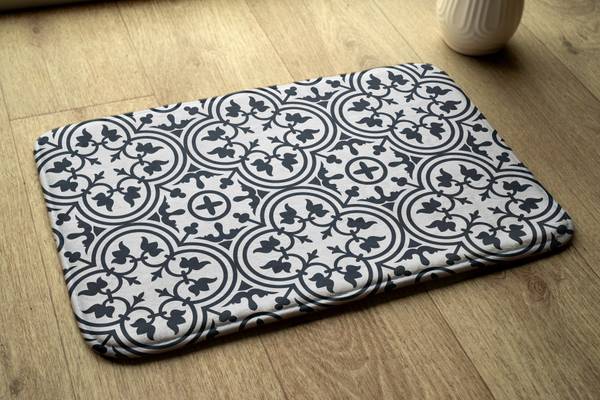 Badteppich Geometrische Muster Schwarz - Textil - 90 x 60 x 90 cm