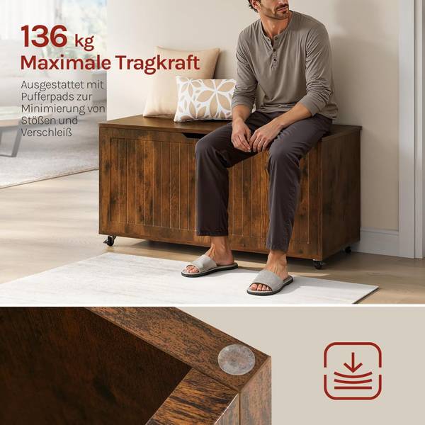 Sitzbank SUB004 mit Stauraum Braun - Holzwerkstoff - 100 x 50 x 40 cm