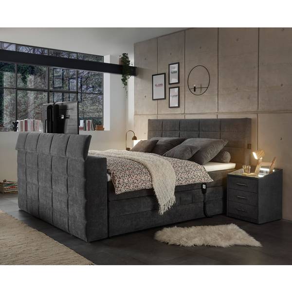 Boxspringbett DURAZNO-09-3 Grau - Holzwerkstoff - 202 x 123 x 240 cm
