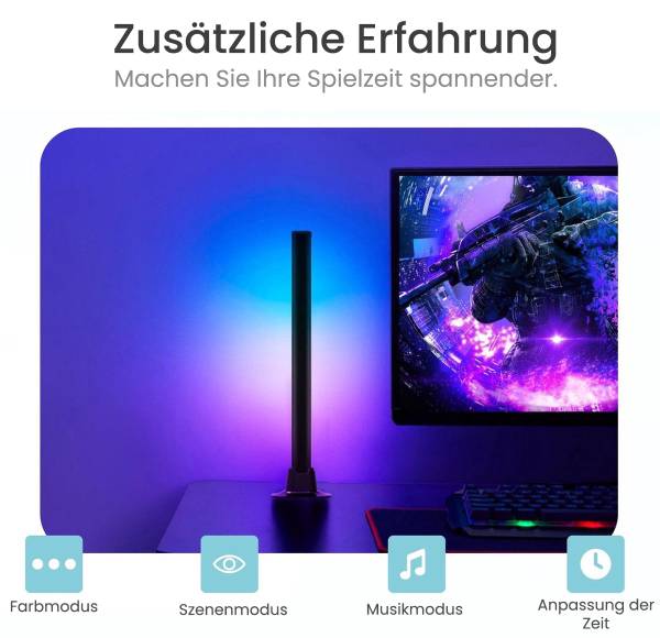 Monitor-Beleuchtung Smart 2er-Set Schwarz - Metall - Kunststoff - 3 x 30 x 3 cm