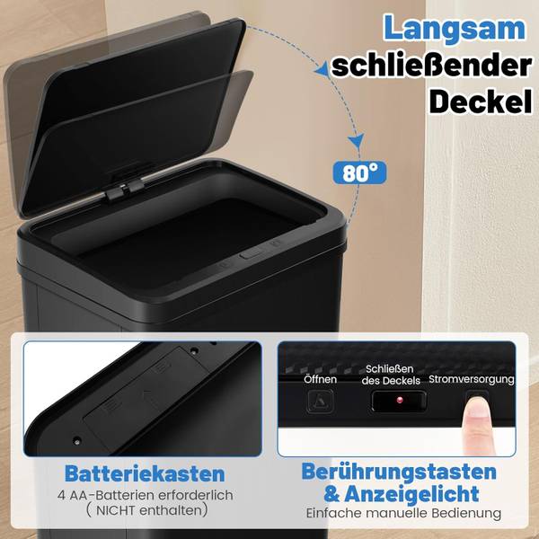 Afvalbak SK32239 zwart - metaal - 26 x 84 x 34 cm