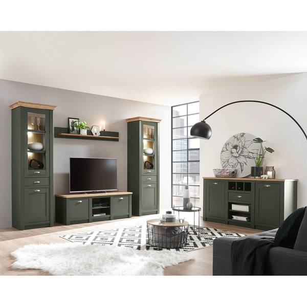 Wohnwand CINCINNATI-61-42 Braun - Grün - Holzwerkstoff - 328 x 207 x 45 cm