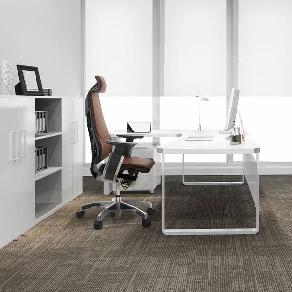 Bürostuhl GENIDIA PRO Schwarz - Braun - Höhe: 119 cm - Echtleder - Textil