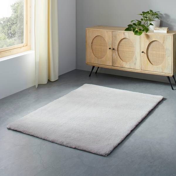 Webteppich FUZZY 1 Grau - Holzwerkstoff - 80 x 1 x 150 cm