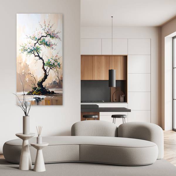 Tableau déco Arbre Bonsaï Fleurs 60 x 120 cm
