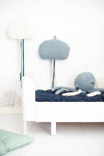 Kissen Plüschtier Ozean Tiere 3tlg Blau - Naturfaser - 40 x 83 x 29 cm