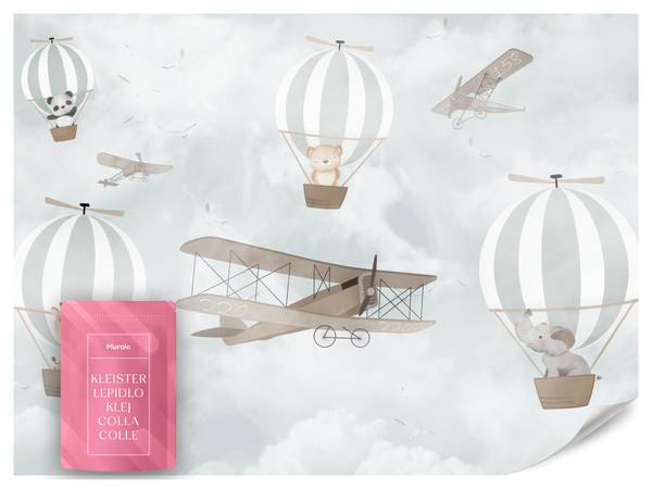 Fototapete Kinder Ballons Flugzeuge 200 x 140 x 140 cm