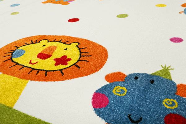 Kinderteppich Animal Festival Weiß - Polypropylen - 80 x 2 x 150 cm