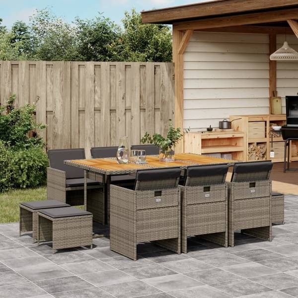 Garten Essgruppe 3033271-7 (11-teilig) Grau - Akazie - Stahl - 106 x 73 x 165 cm