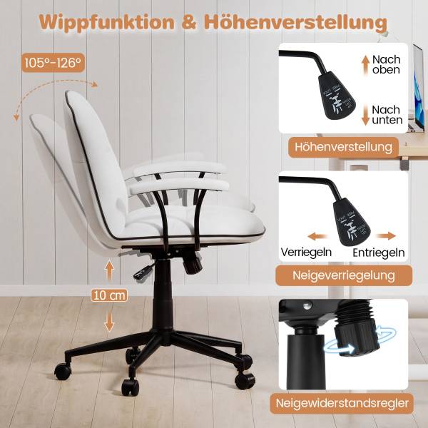 Bürodrehstuhl CB11041WH Weiß - Holzwerkstoff - 63 x 85 x 63 cm