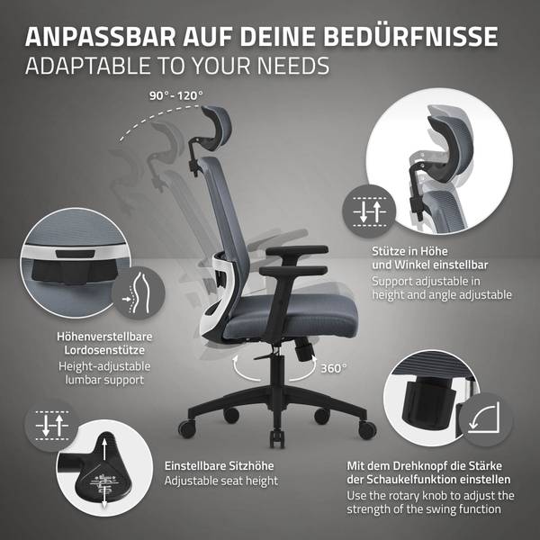 Bürostuhl TORONTO Schwarz - Grau