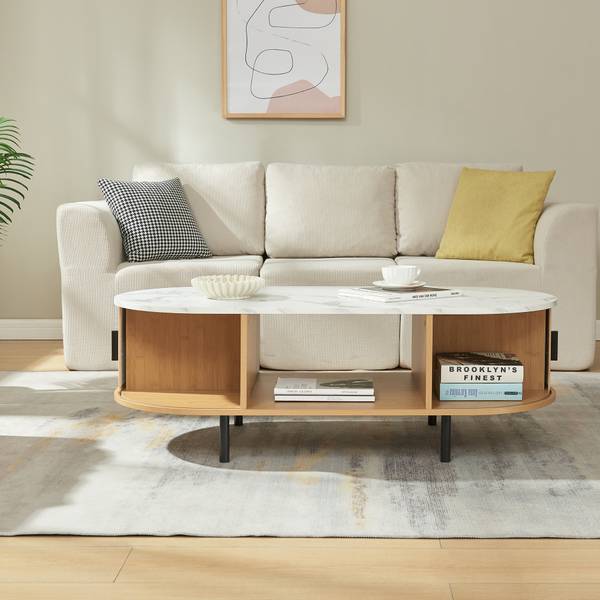 Couchtisch Tvedestrand Beige - Marmor Weiß Dekor