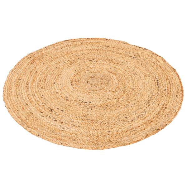 Handgefertigt Jute Teppich Nele Rund Beige - Textil - 120 x 1 x 120 cm