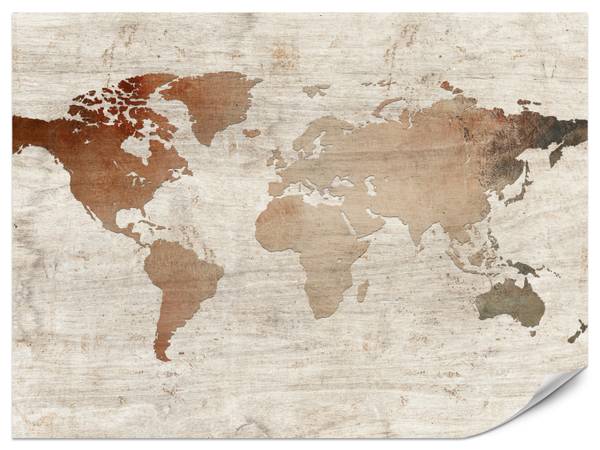 Fototapete Weltkarte Holz Retro 450 x 315 x 315 cm